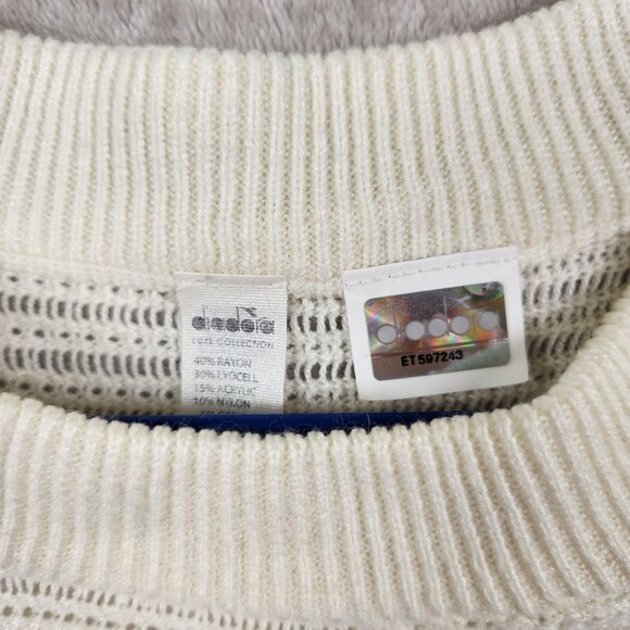 Diadora Luxe Collection Cropped White Batwing Sweater Women's Size S - Picture 3 of 7